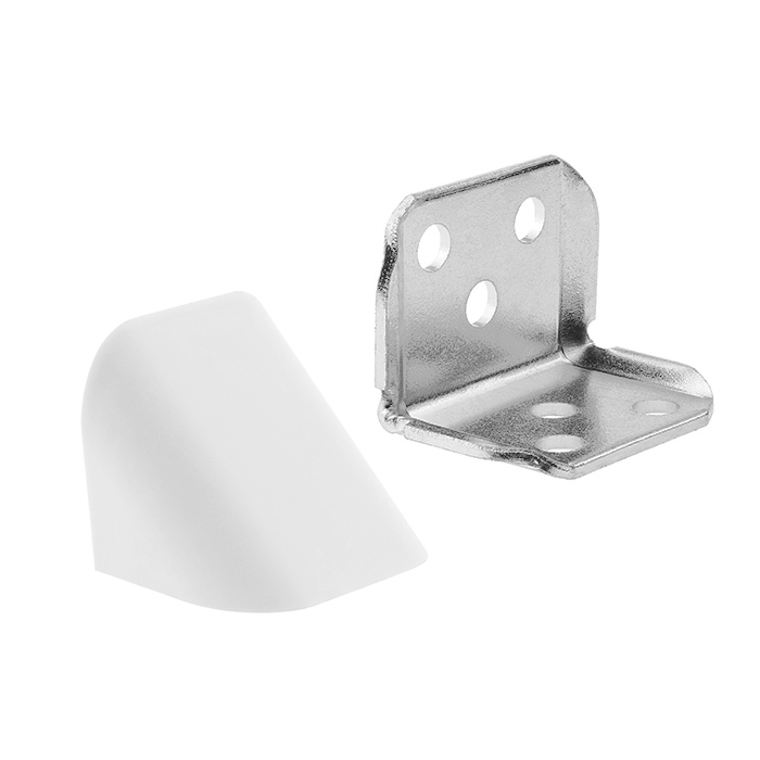 Кутник меблевий з пластиковою накладкою, білий