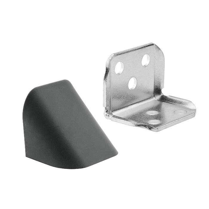 Кутник меблевий з пластиковою накладкою, графіт